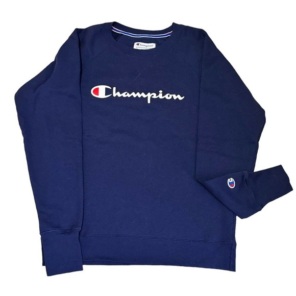 Champion Womens Powerblend Crewneck Sweatshirt Navy Sz M MSRP $50 - Picture 1 of 5